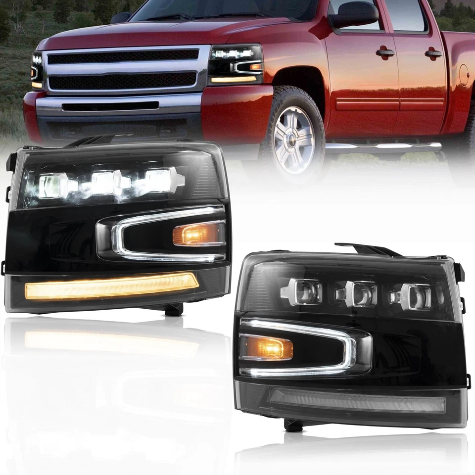 2* Full LED Headlights For 2007-2012 2013 Chevrolet Silverado 1500 2500HD 3500HD - Image 2 of 4