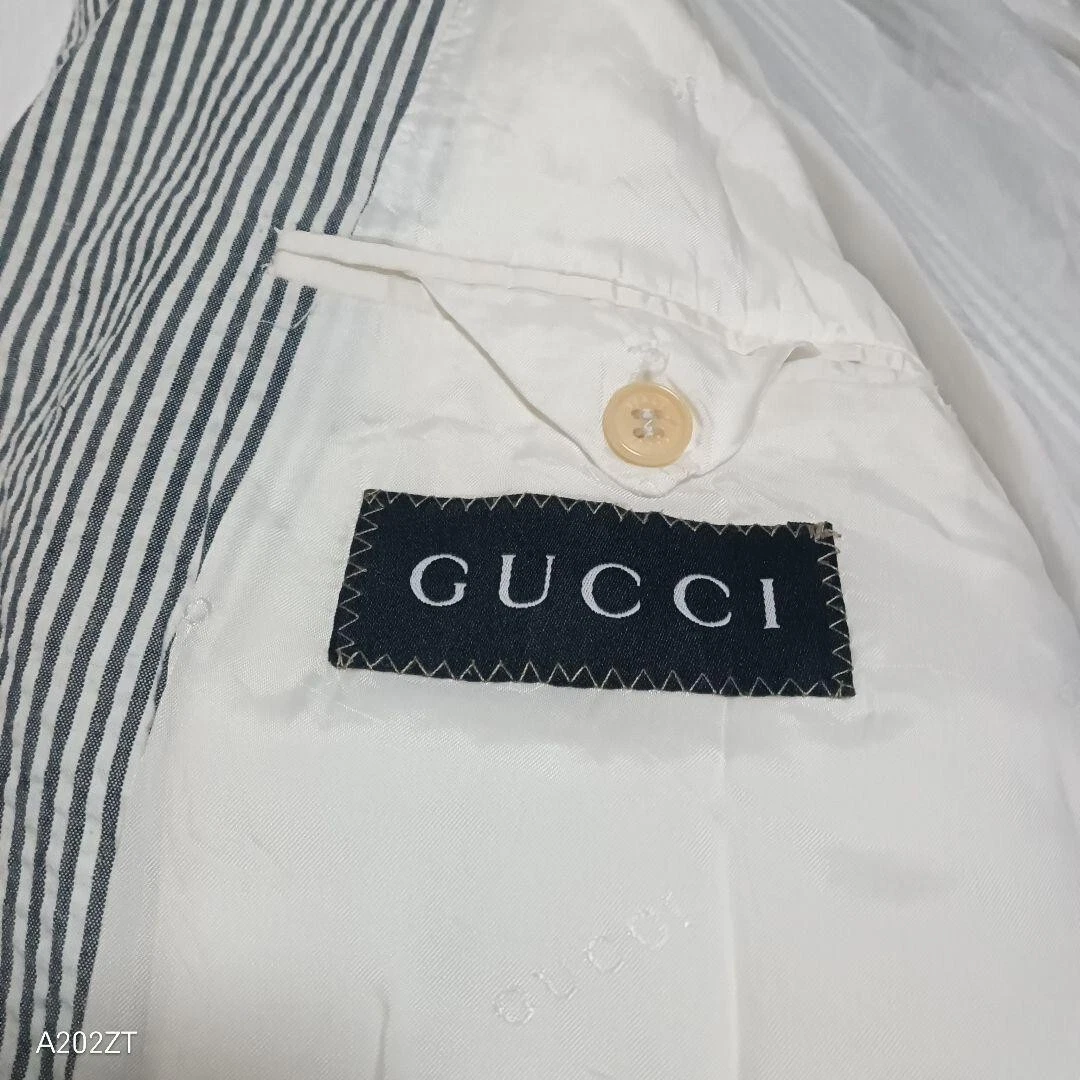 Rara tuta casual Gucci Seersucker con motivo a righe coniche usata taglia 50 L