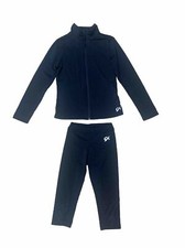 GK Gymnastics 2Pc Set Crop Leggings Mock Neck Zip Up Soft Jacket Sz Adult XS/S