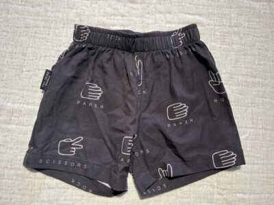 6-9 Months Tiny Tribe Australia Paper Rock Scissors Black Gym Shorts 