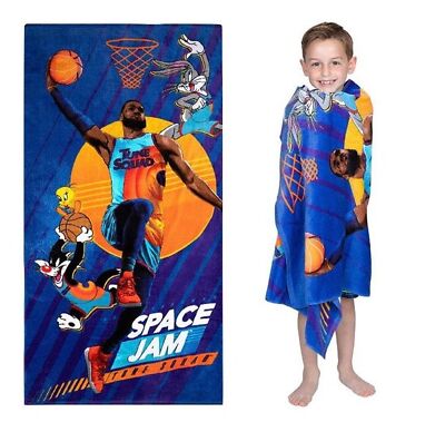 Space Jam Kids Super Soft Cotton Beach and Bath Towel, 28'' x 58'' Blue