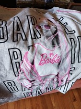 MATTEL BARBIE SWEATSHIRT GRAY PINK LONG SLEEVE CREW NECK YOUTH GIRL XL 14-16 
