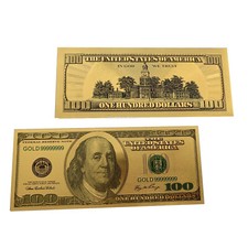 10 Gold 24K Foil Banknotes non Paper Dollars Bill Reserve Money Coins Federal US