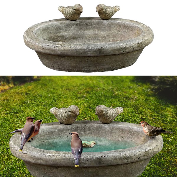 VogelträNke Vogel Wasserbecken Zement 27X20 Vogelbad Gartendeko Garten Balkon-image