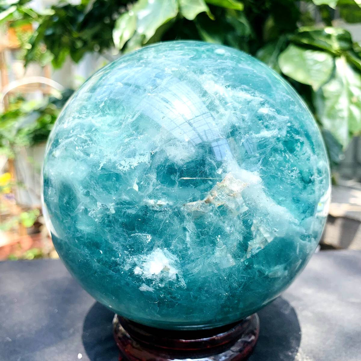 8.18LB Natural Green Fluorite Ball Quartz Crystal Healing Sphere Reiki