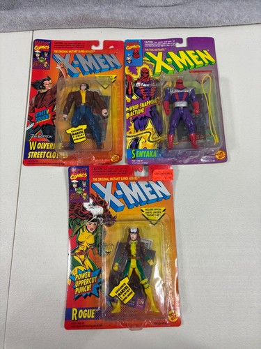 Lote de 3 figuras Marvel Toy Biz X-MEN Rogue Wolverine Senyaka 1994 selladas - Imagen 1 de 14