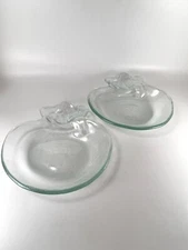 Vtg Apple Shape Relish Trinket Candy Fruit Nut Dish Textured Clear Glass Lot 2