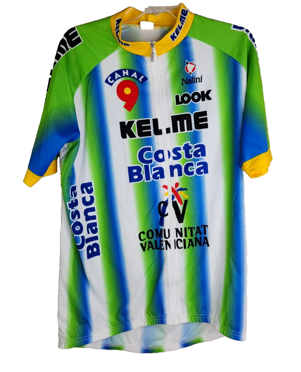 Mens Kelme Cycling Jersey Short Sleeve Zip Biking Costa Blanca Sz