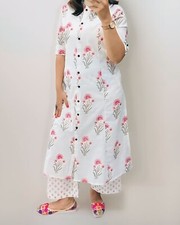 Bollywood Style Trendy Rayon Fabric Floral Print Kurti Pant Set Ready To Wear