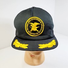 Vintage NRA Meshback Gold Leaf Patch Black Snapback Trucker Hat F8