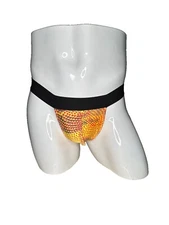 men's thong jockstrap underwear orange polka dot pattern colorful one size