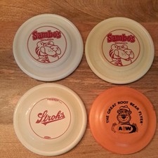 4 Vintage WHAM-O Frisbees 1975 STROH'S 1971 Sambo's A & W Rootbeer