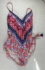 No Boundaries woman XL 15-17 Floral Multicolor Lined One-Piece Swimsuit