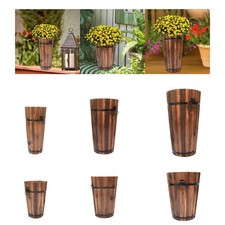 Planter Barrel Made of Wood, Ergonomic Container for Indoor And Outdoor Plants