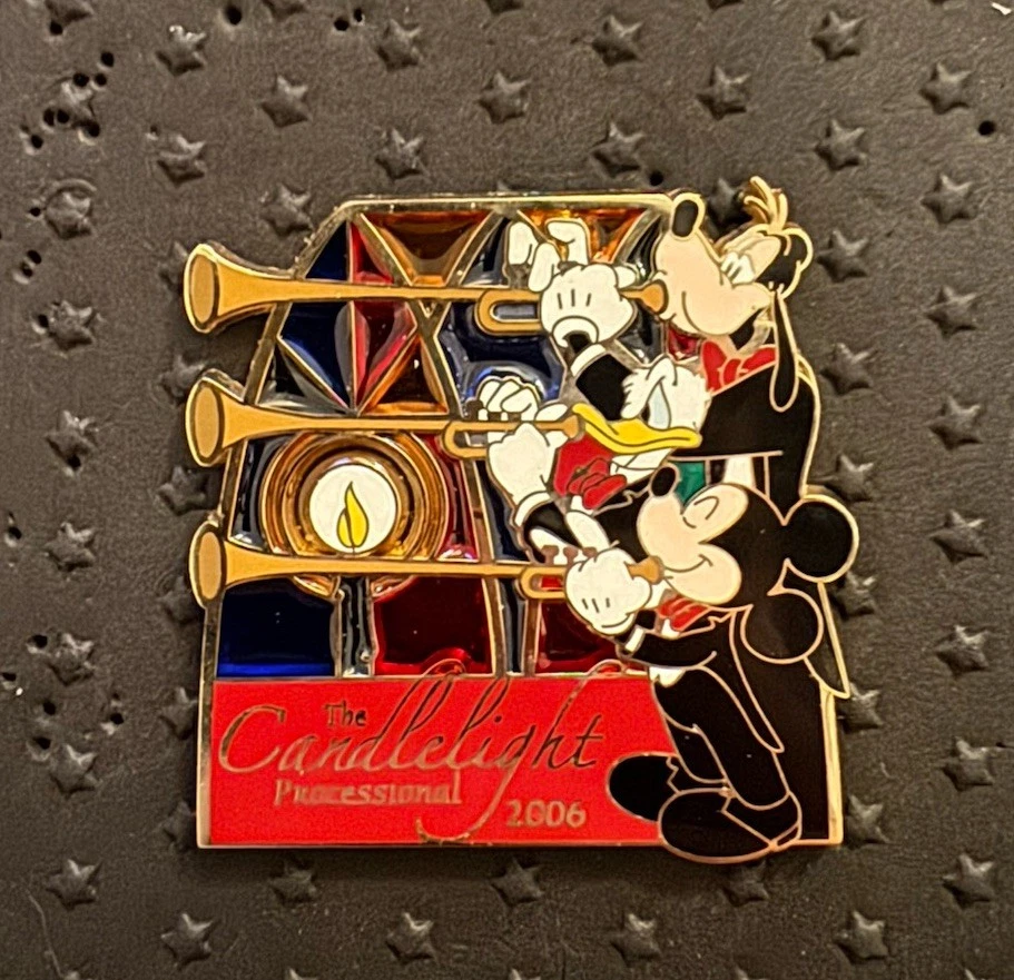 Disney Pin 2006 CandlelightProcessional LE3000 Stained Glass Mickey Goofy Donald