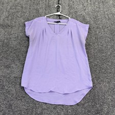 Simply Vera Vera Wang Blouse Womens M Purple V Neck Cap Sleeve Tunic Summer