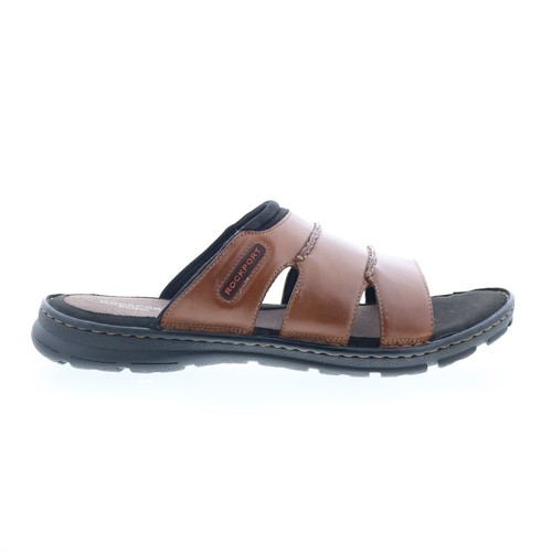 Rockport Darwyn CI9181 Herren Braun Leder Slipper Pantoletten Sandalen Schuhe