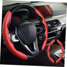 WOCOCN 2pcs Car Steering Wheel Cover,Anti-Skid Carbon Fiber  Steering 2PCS Red