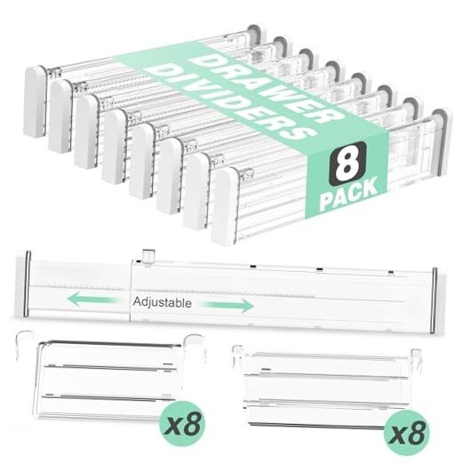 Clear Expandable Drawer Organizers for Utensils Clothes & More