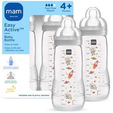 Easy Active Baby Bottle 2 Pack, 11Oz, BPA Free, Fast Flow Silicone Nipple, Anti-
