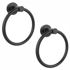 2-Pack Wall-Mounted Towel Ring in Matte Black