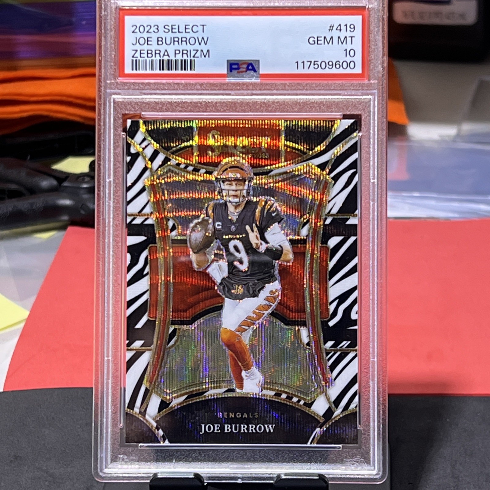 2023 Panini Select - Club Level Joe Burrow #256 Zebra Prizm PSA 10