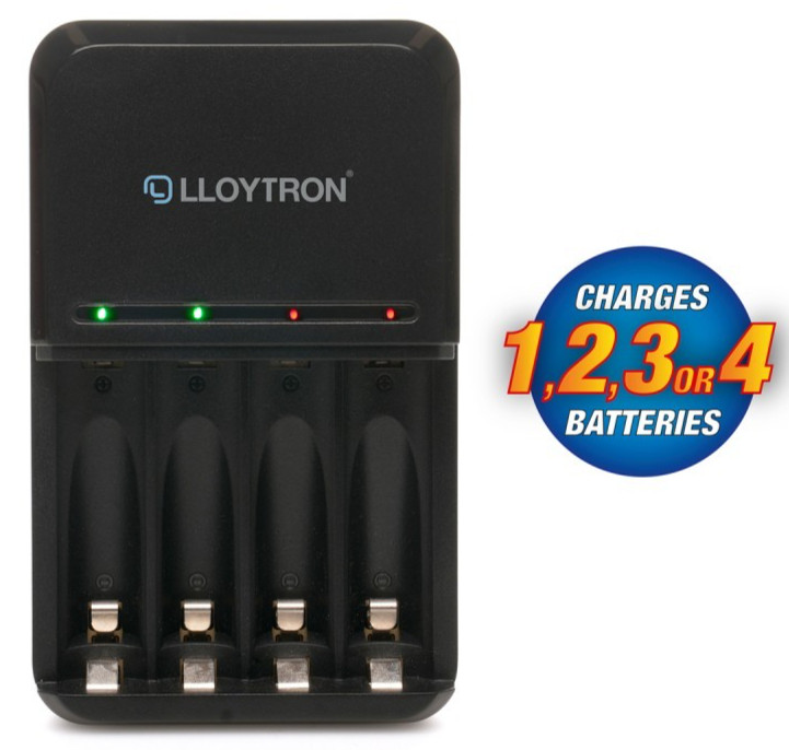Lloytron B1508 Ultra Fast AA/AAA Battery Charger For NiMH Batteries Status - LED