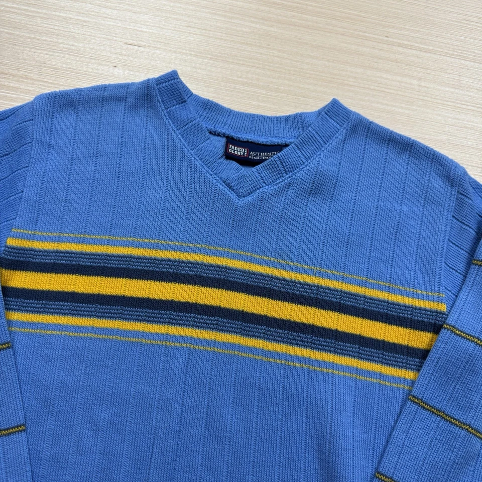 Vintage Y2K 90s Faded Glory Striped Knit Shirt Sweater Top Small Cyber Mall Goth - Image 2 of 4