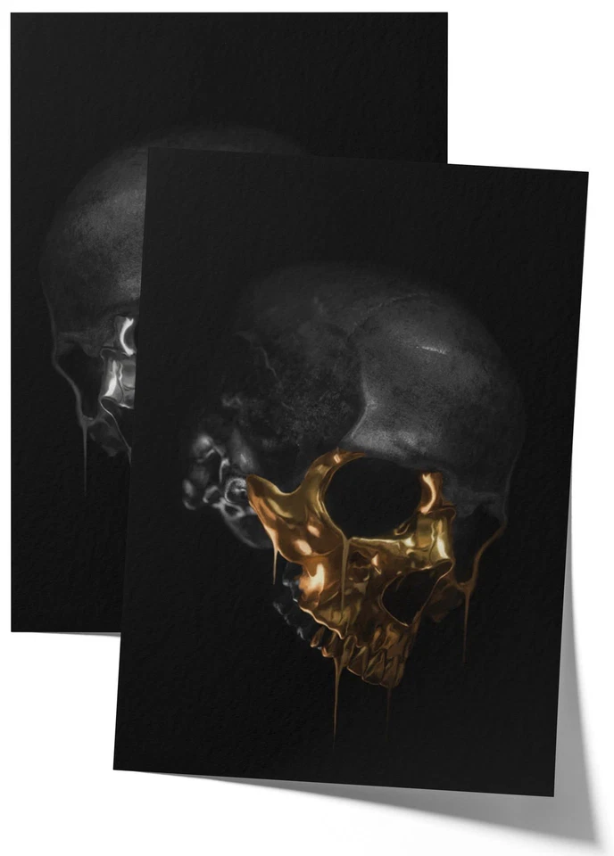 “Decadence & Greed” 66hundred Silver & Gold Skull Matte Black Duo Posters 24x36 - Image 4 of 4