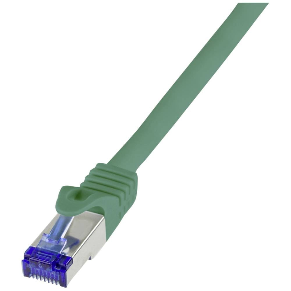 Câble Ethernet CAT 6a 15m double blindage S/FTP vert anti-interférence