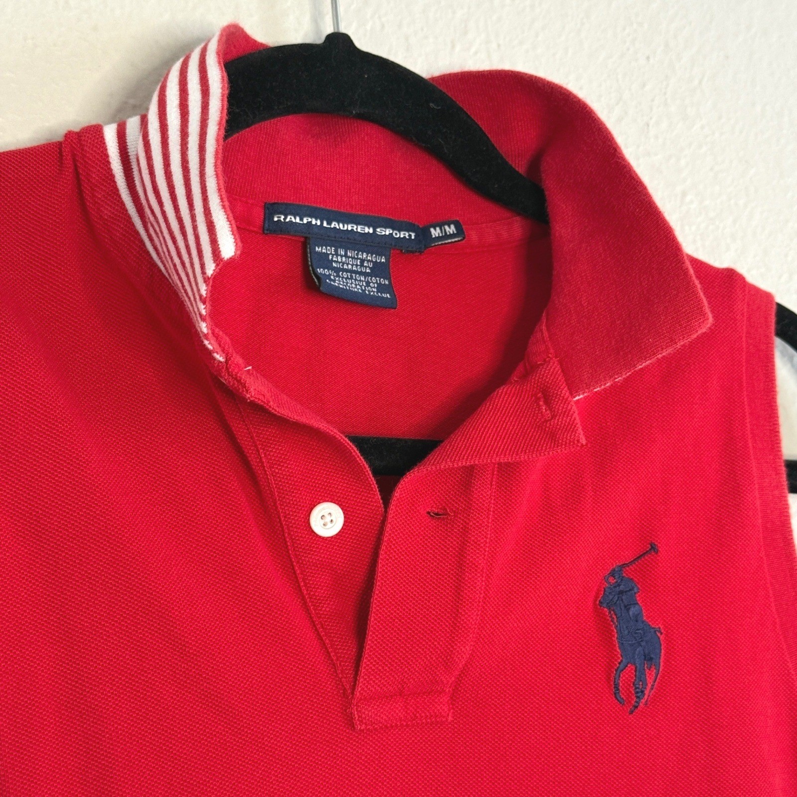 VTG Ralph Lauren Sport Medium Red Polo Tank Big Pony Tennis Prep Old Money Golf