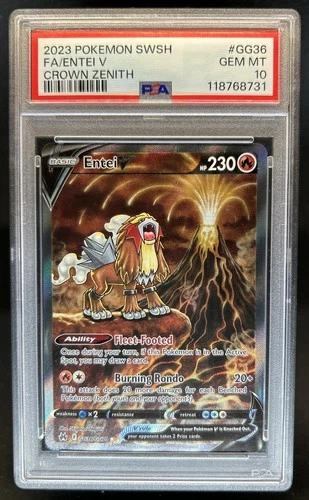 2023 Pokemon SWSH Crown Zenith Entei V Galarian Gallery #GG36/GG70 PSA 10