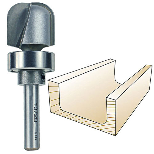 Whiteside 1372B Bowl & Tray Bit w/ Bearing 1/4"SH, 1/4"R, 3/4"CD