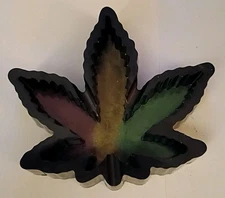 Resin Ashtray In Shape Of Marijuana Leaf. Homemade