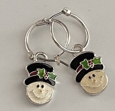 Enamel Christmas Snowman Earrings