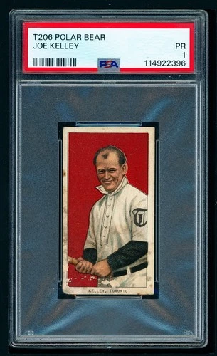 ⚾️ 1909-11 T206 Polar Bear - Joe Kelley (HOF) New Grade PSA 1 Centered