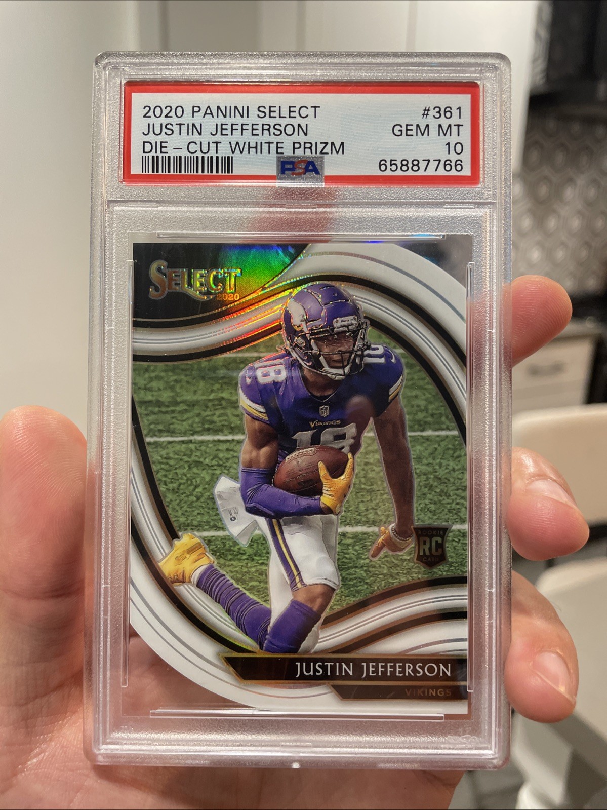 PSA 10 2020 Justin Jefferson RC Panini Select Die Cut WHITE PRIZM FIELD LEVEL