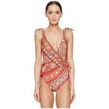 Moschino Womens India Theme Wrap Front Maillot One-Piece Swimsuit Multi Size 3 -