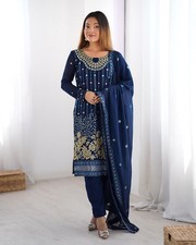 Real Mirror Work Georgette Salwar Suit Set Fully Stitched Top Pant Dupatta