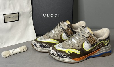 Gucci Ultrapace Snakeskin Distressed Sneakers Women Sz 36.5 (US 6.5) Authentic