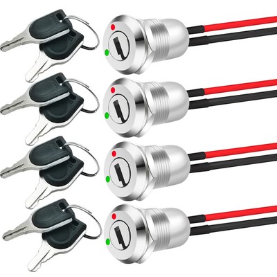 12mm On/Off Metal Key Lock Switch Prewired Maintained... 