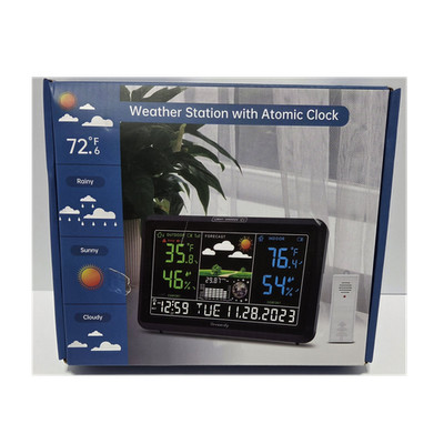 DreamSky Weather Station Atomic Clock Indoor Outdoor Plug In Open Box