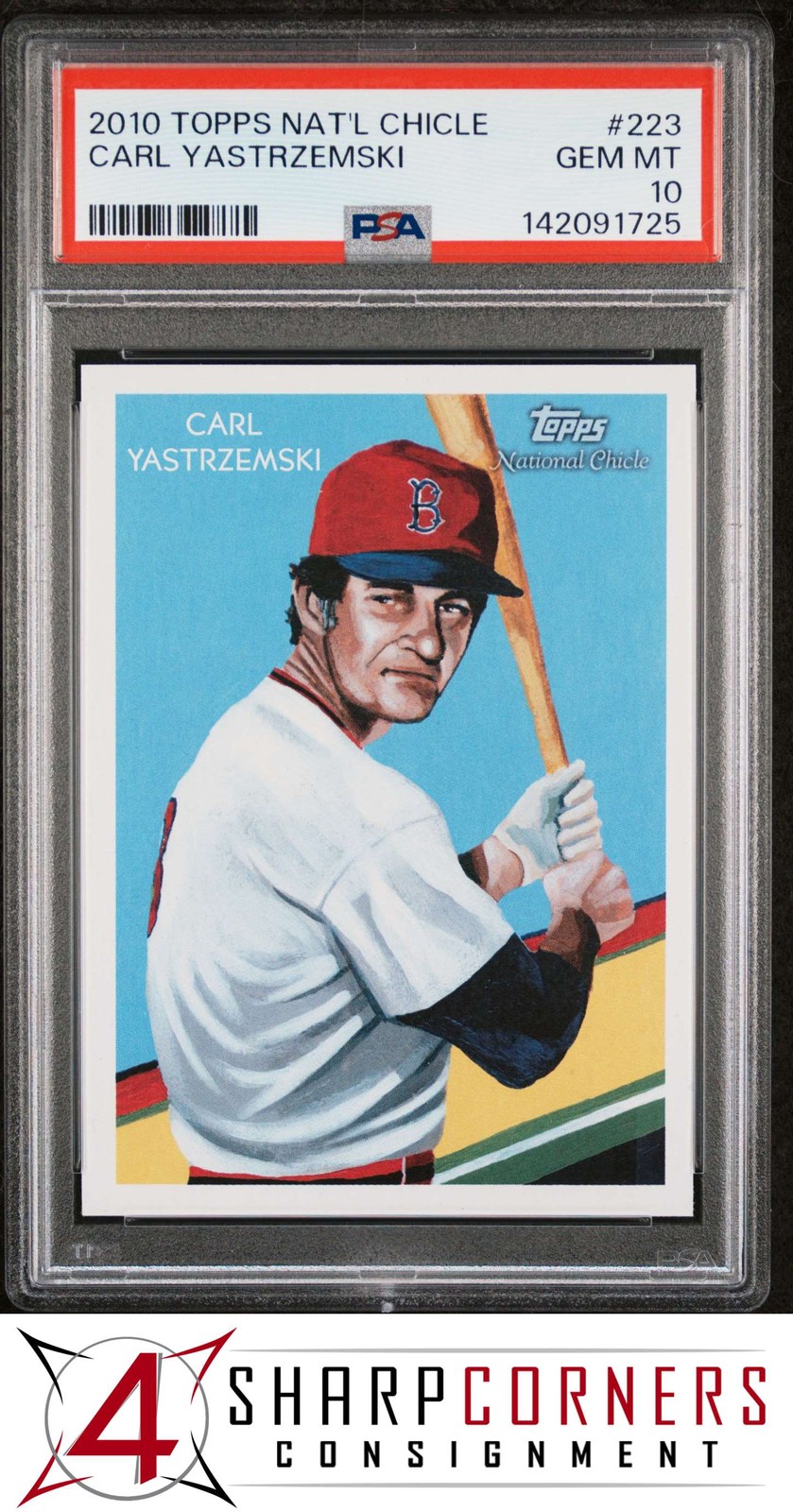 2010 TOPPS NATIONAL CHICLE #223 CARL YASTRZEMSKI HOF POP 5 PSA 10