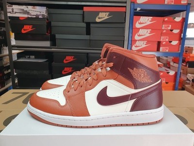 Nike Air Jordan 1 Mid Dusty Peach Night Maroon UK 9 US 11.5 EUR 44 BQ6472 200