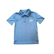 Under Armour Polo Shirt Boys Size 5 Blue Short Sleeve