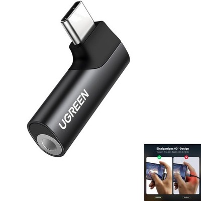USB C auf Klinke Adapter, DAC, 90 Grad, Aux, kompatibel mit iPhone, Galaxy, i...