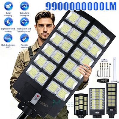 11000W Commercial Solar Street Lights Dusk to Dawn Outdoor Garden Road Lamp+Pole
