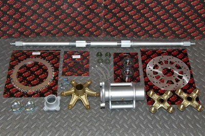 New +2'' Banshee Rear Setup Axle Carrier Rotor + Hubs + Sprocket 43 Tooth CHROME