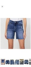 BNWT Los Angeles Vervet Loretta Midi Jean Shorts Size M Cut Off Raw Hem 5.5
