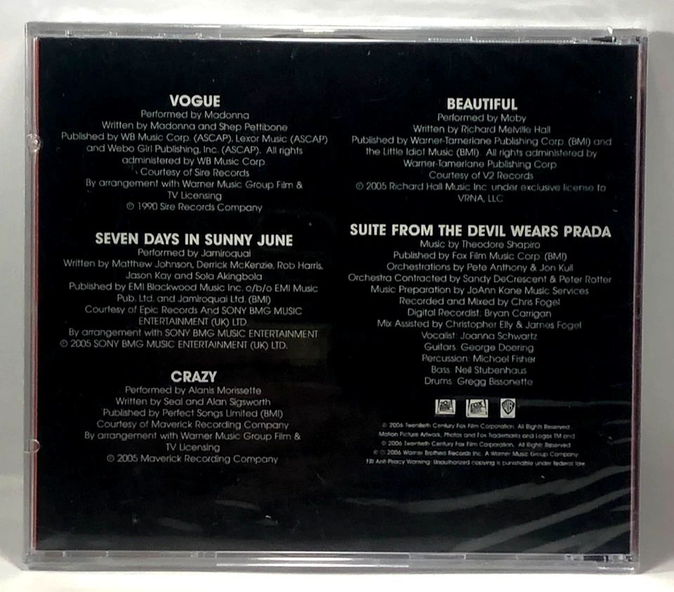 The Devil Wears Prada Music from Motion Picture Soundtrack (CD, 2006) NEW Sealed - Image 2 of 4